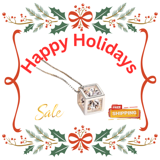 Hollow Cubic Shape Pendant Necklace Inlaid Shiny Zircon WHITE GOLD