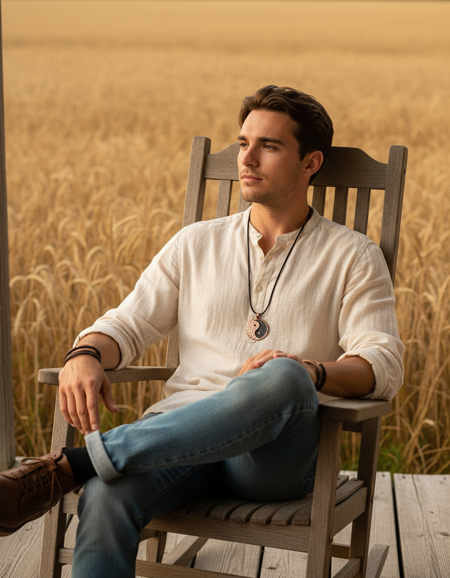 Men's Yin Yang Charm Pendant Necklace Chinese Tai Chi Necklace Zinc Alloy Black/Granite