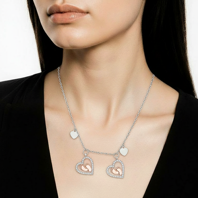 Mama to be for twins Baby Hearts Necklace