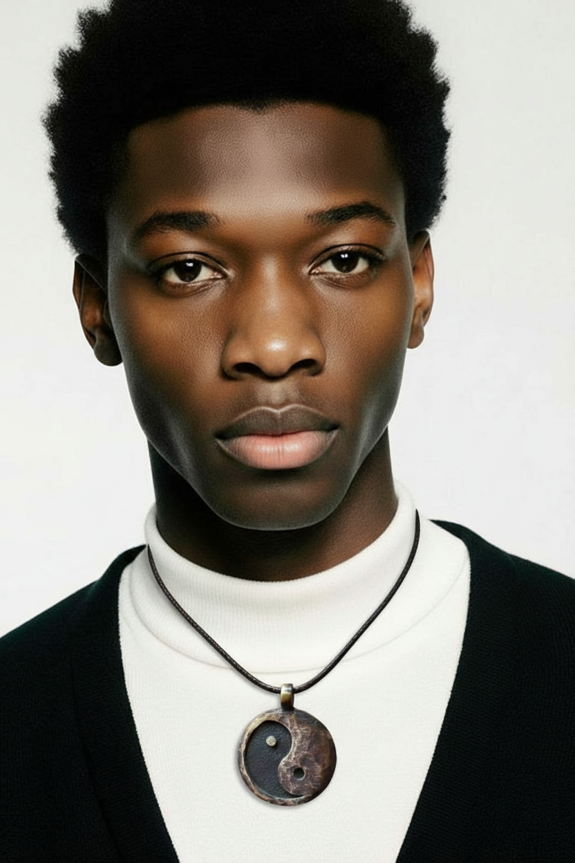 Men's Yin Yang Charm Pendant Necklace Chinese Tai Chi Necklace Zinc Alloy Black/Granite