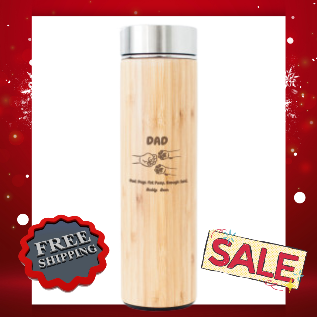 Dog DAD Bamboo Water Bottle Fist Pump