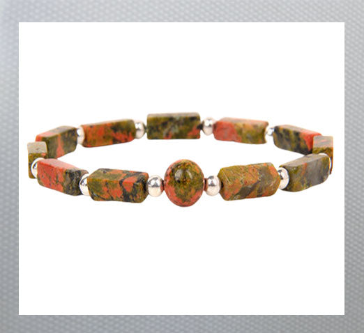 Natural Amethysts Bracelets Lose weight body cure Beads with stretch band Unakite Men/Women