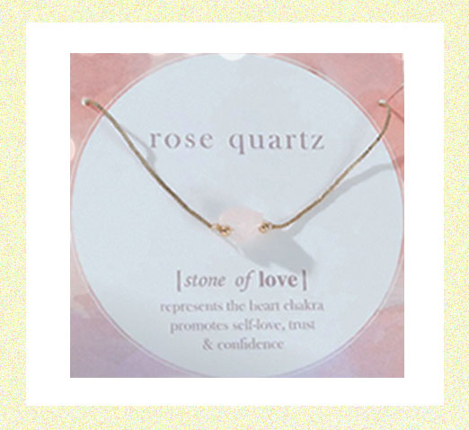 Natural Raw Stone Bracelet Rose Quartz Stone of Love Gold Chain