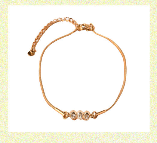Dainty Chain Bracelet 3 Round Cut Shiny Zircon 18K Gold Plated