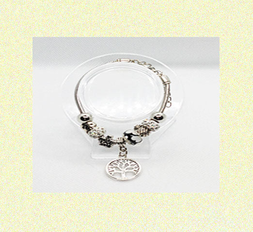 Silver Beaded Charm Bracelet Tree of Life Charm
