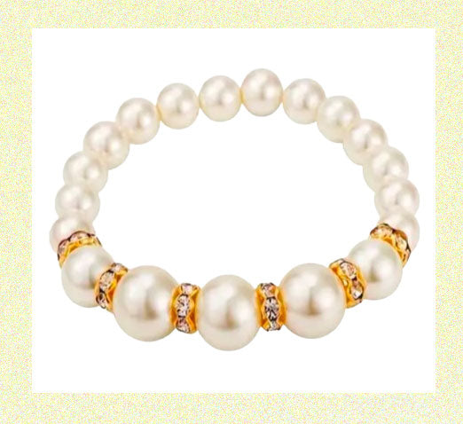 Vintage Bracelet Artificial Pearls with Gold accents French style