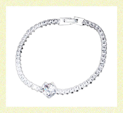 Silver Dainty Tennis Bracelet Heart Shape Shiny Zircon