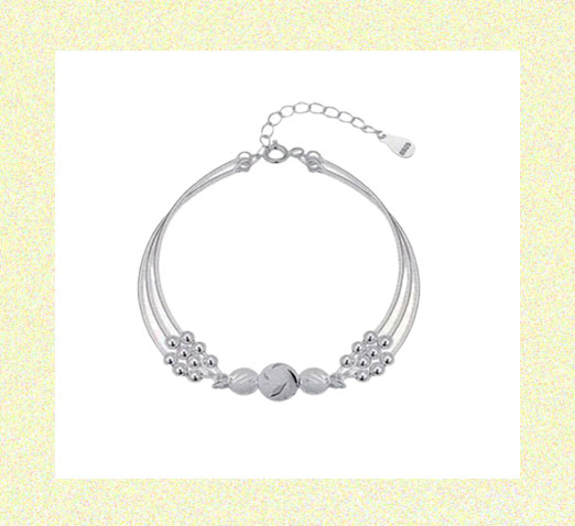 Silver Women's Versatile Carved Bead Jewelry Claw Clasp Bracelet