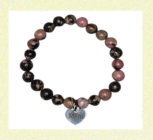 Beaded Bracelet for Mom Pink Zebra Jasper Beads