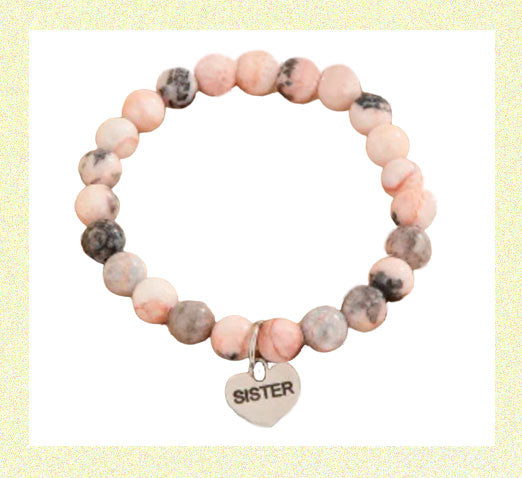 Beaded Bracelet for Sister Pink Zebra Jasper