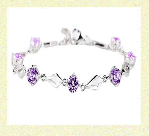 Hollow Geometry Inlaid Zircon Adjustable Bracelet Purple Zircon