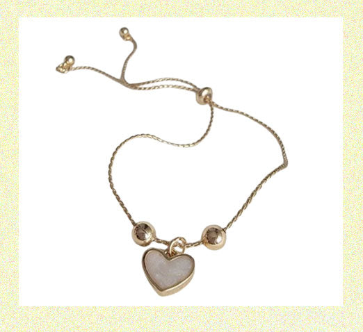 Love Heart Charm Bracelet, Adjustable to fit most wrist sizes ROSE GOLD Plated Alloy Glass. High Quality Material: made of durable and long-lasting materials