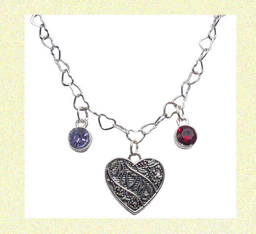 Mom Heart Charm Silver Heart Bracelet with Birthstone Crystals. Add your Mom's children, grandchildren, pets birthstones.