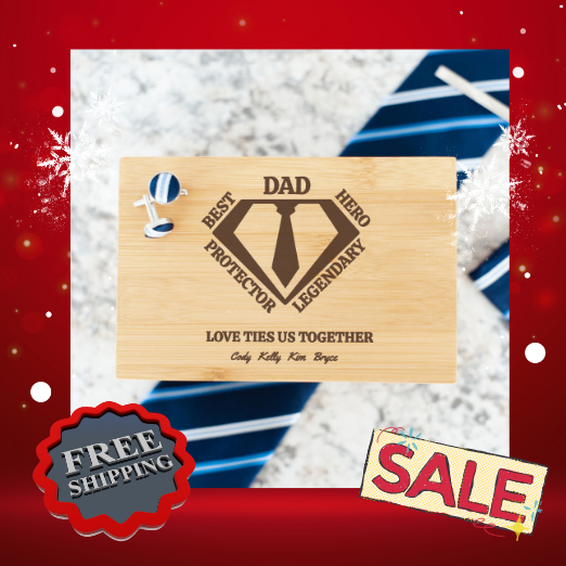 Custom Design Bamboo Tie Box Super Dad