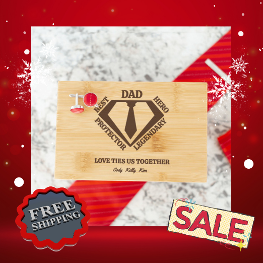 Custom Design Bamboo Tie Box Super Dad