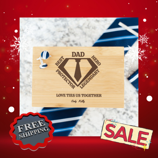 Custom Design Bamboo Tie Box Super Dad