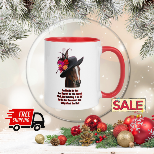 Mug with Color Inside Horses and Hats in Bar