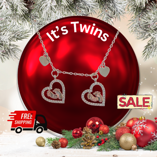 Mama to be for twins Baby Hearts Necklace Electroplated Copper Synthetic Nircon Necklace