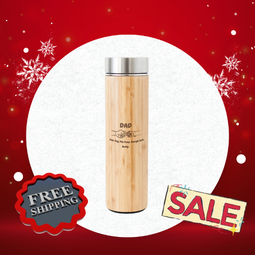 Dog DAD Bamboo Water Bottle Fist Pump