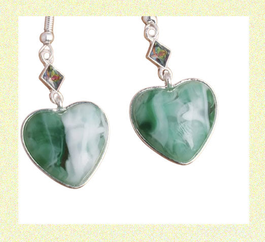 Heart Shape Green Synthetic Gems Décor Dangle Earrings Bohemian Ethnic Style Zinc Alloy Jewelry GREEN