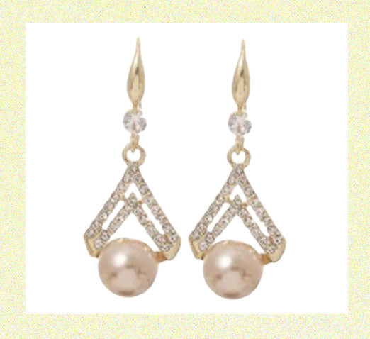 Champagne Imitation Pearl Geometric Drop Earring Alloy
