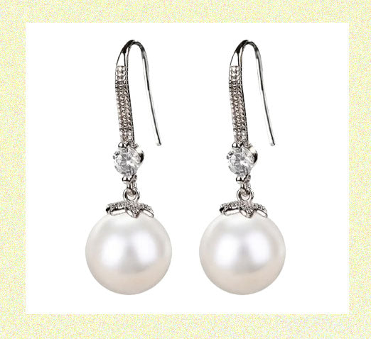 Elegant Exquisite Imitation Pearl Pendant Plated Silver Earrings