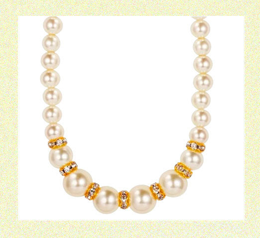 Vintage Artificial 16" Necklace Pearls with Gold accents French style