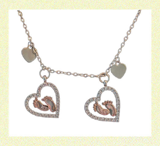 Mama to be for twins Baby Hearts Necklace
