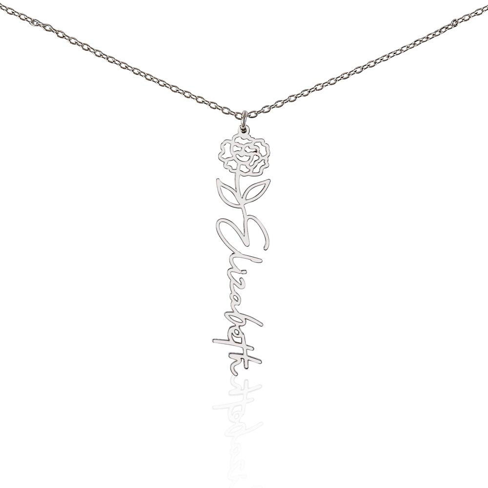 Flower Name Necklace with Customizable Birth Flower Design Handcrafted from High-Quality Materials Gold or Silver