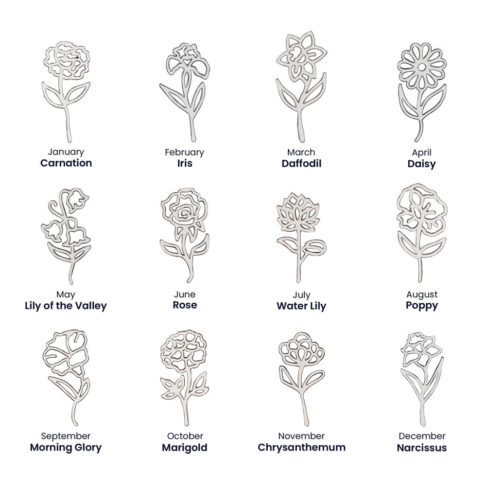 Flower Name Necklace with Customizable Birth Flower Design Handcrafted from High-Quality Materials Gold or Silver