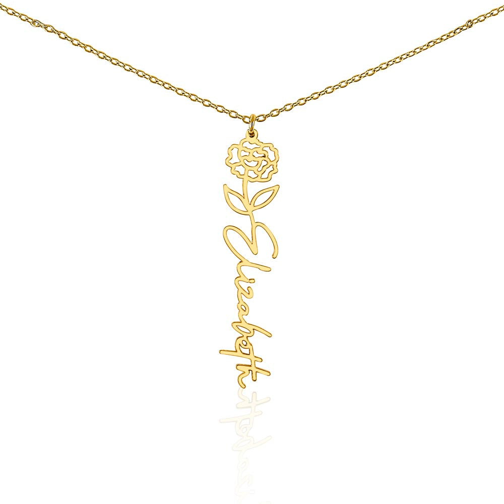 Flower Name Necklace with Customizable Birth Flower Design Handcrafted from High-Quality Materials Gold or Silver