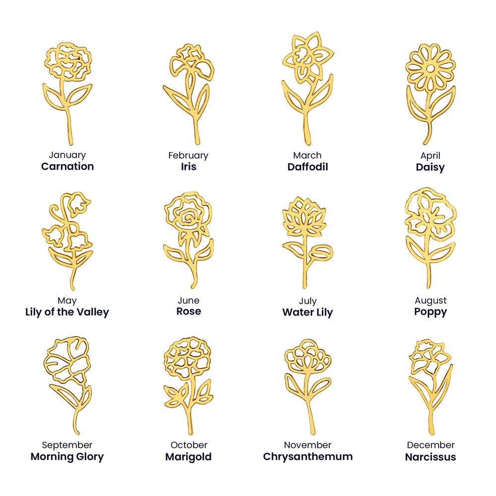 Flower Name Necklace with Customizable Birth Flower Design Handcrafted from High-Quality Materials Gold or Silver
