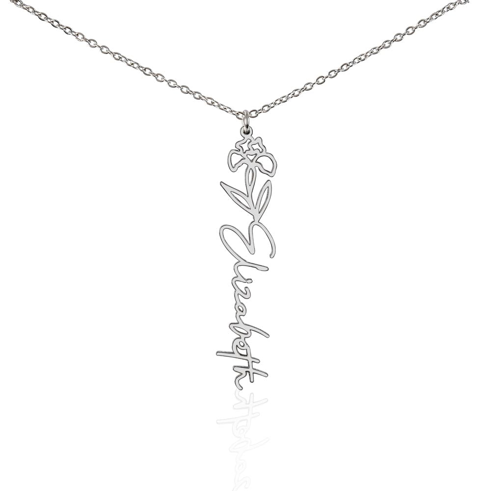 Flower Name Necklace with Customizable Birth Flower Design Handcrafted from High-Quality Materials Gold or Silver