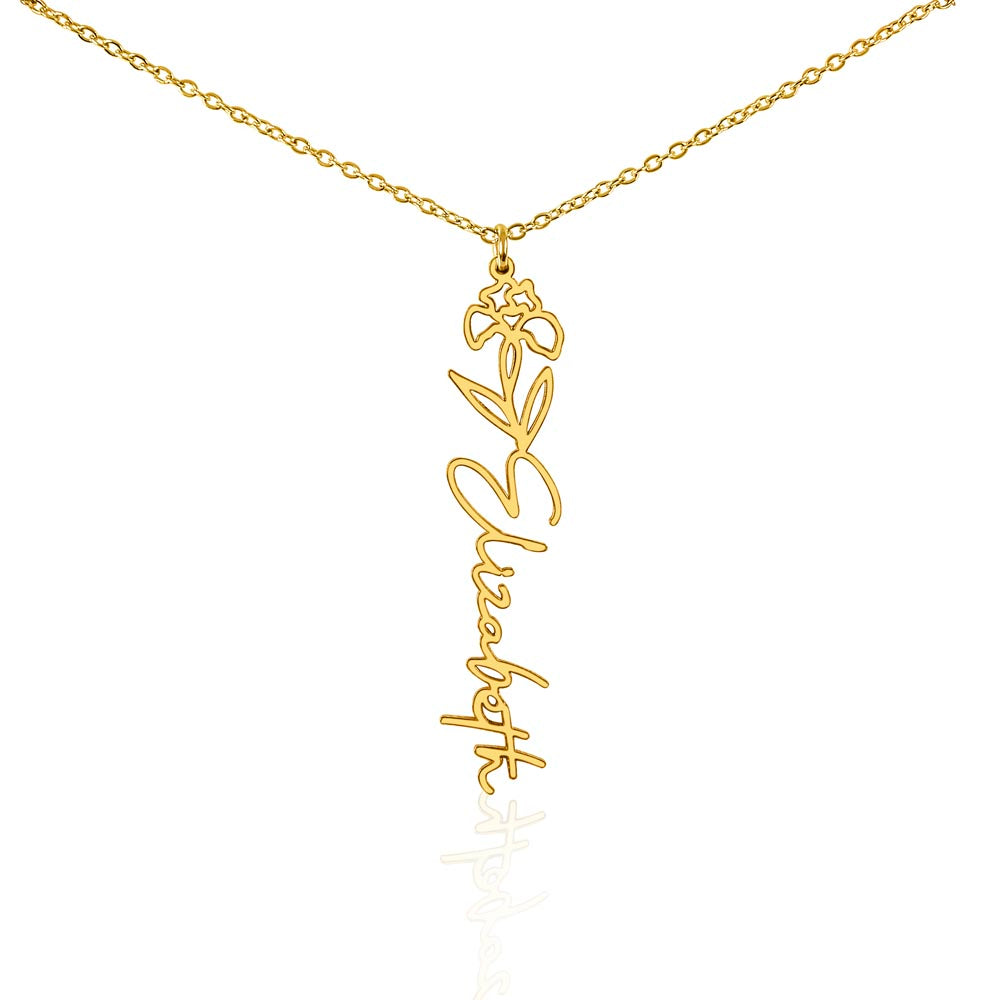 Flower Name Necklace with Customizable Birth Flower Design Handcrafted from High-Quality Materials Gold or Silver