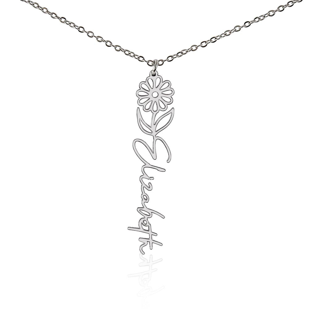 Flower Name Necklace with Customizable Birth Flower Design Handcrafted from High-Quality Materials Gold or Silver