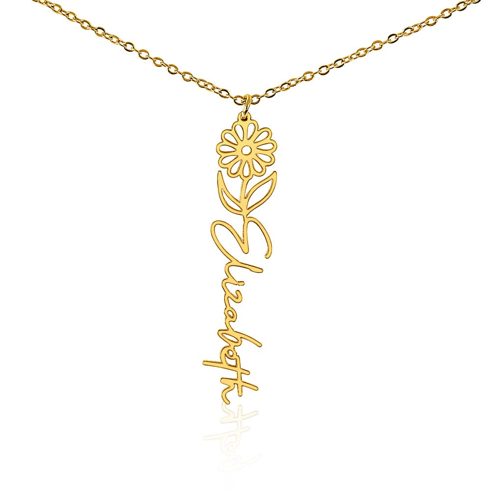 Flower Name Necklace with Customizable Birth Flower Design Handcrafted from High-Quality Materials Gold or Silver