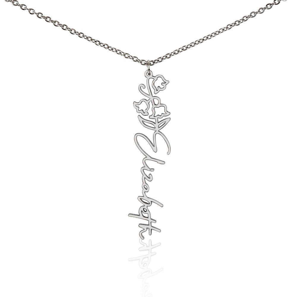 Flower Name Necklace with Customizable Birth Flower Design Handcrafted from High-Quality Materials Gold or Silver