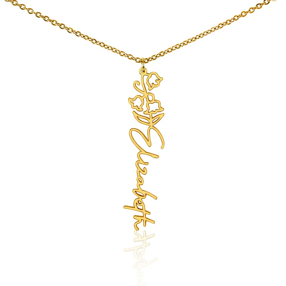 Flower Name Necklace with Customizable Birth Flower Design Handcrafted from High-Quality Materials Gold or Silver