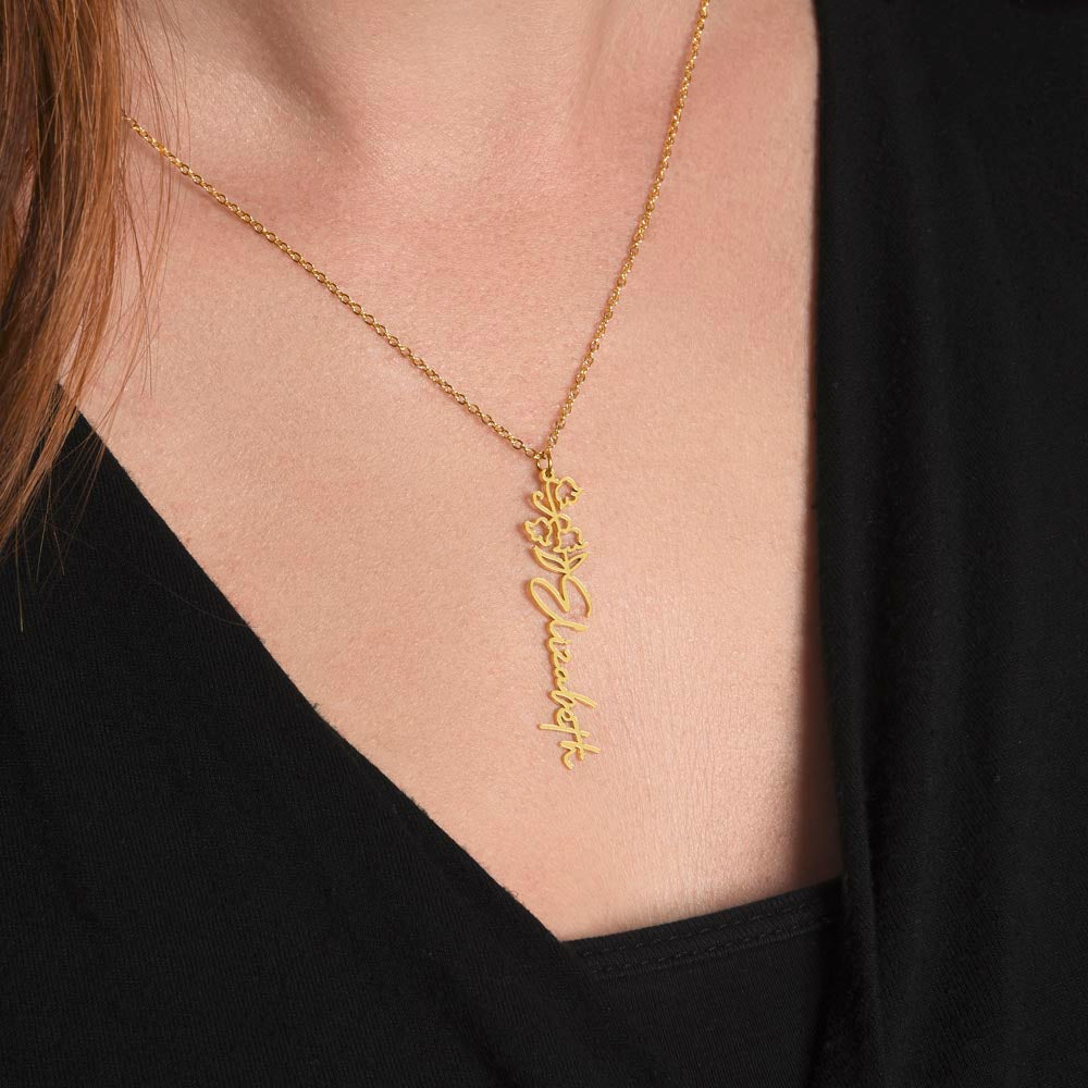 Flower Name Necklace with Customizable Birth Flower Design Handcrafted from High-Quality Materials Gold or Silver