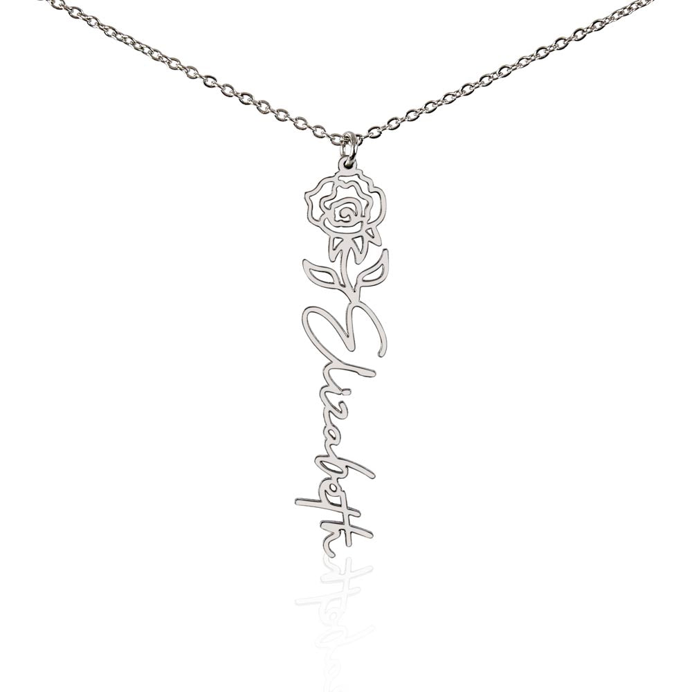 Flower Name Necklace with Customizable Birth Flower Design Handcrafted from High-Quality Materials Gold or Silver