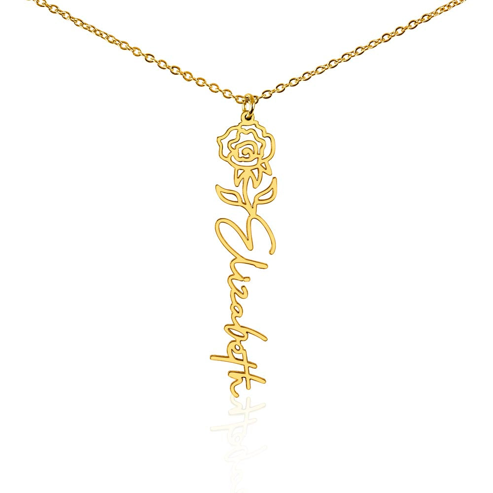 Flower Name Necklace with Customizable Birth Flower Design Handcrafted from High-Quality Materials Gold or Silver