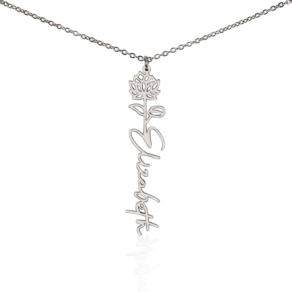 Flower Name Necklace with Customizable Birth Flower Design Handcrafted from High-Quality Materials Gold or Silver