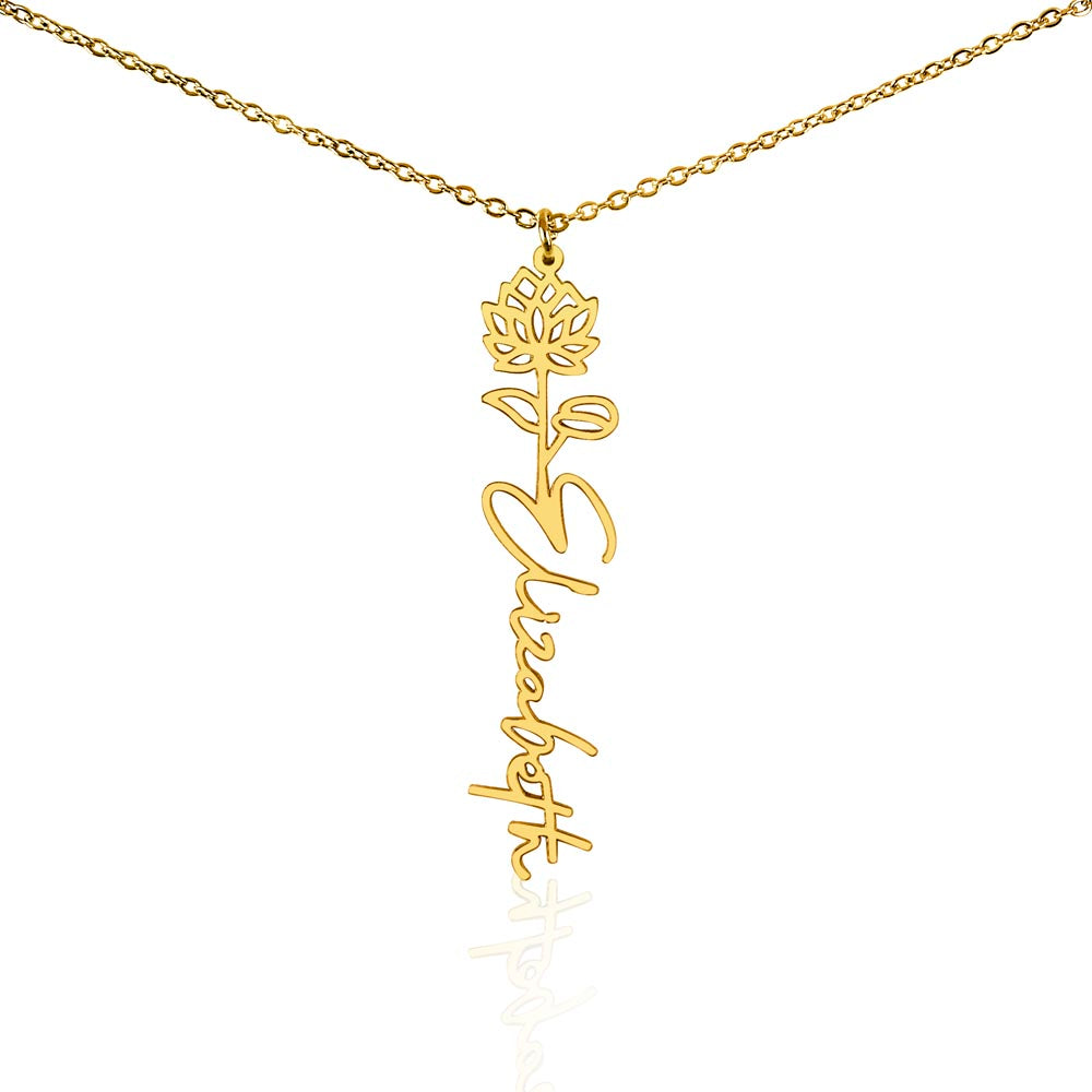 Flower Name Necklace with Customizable Birth Flower Design Handcrafted from High-Quality Materials Gold or Silver