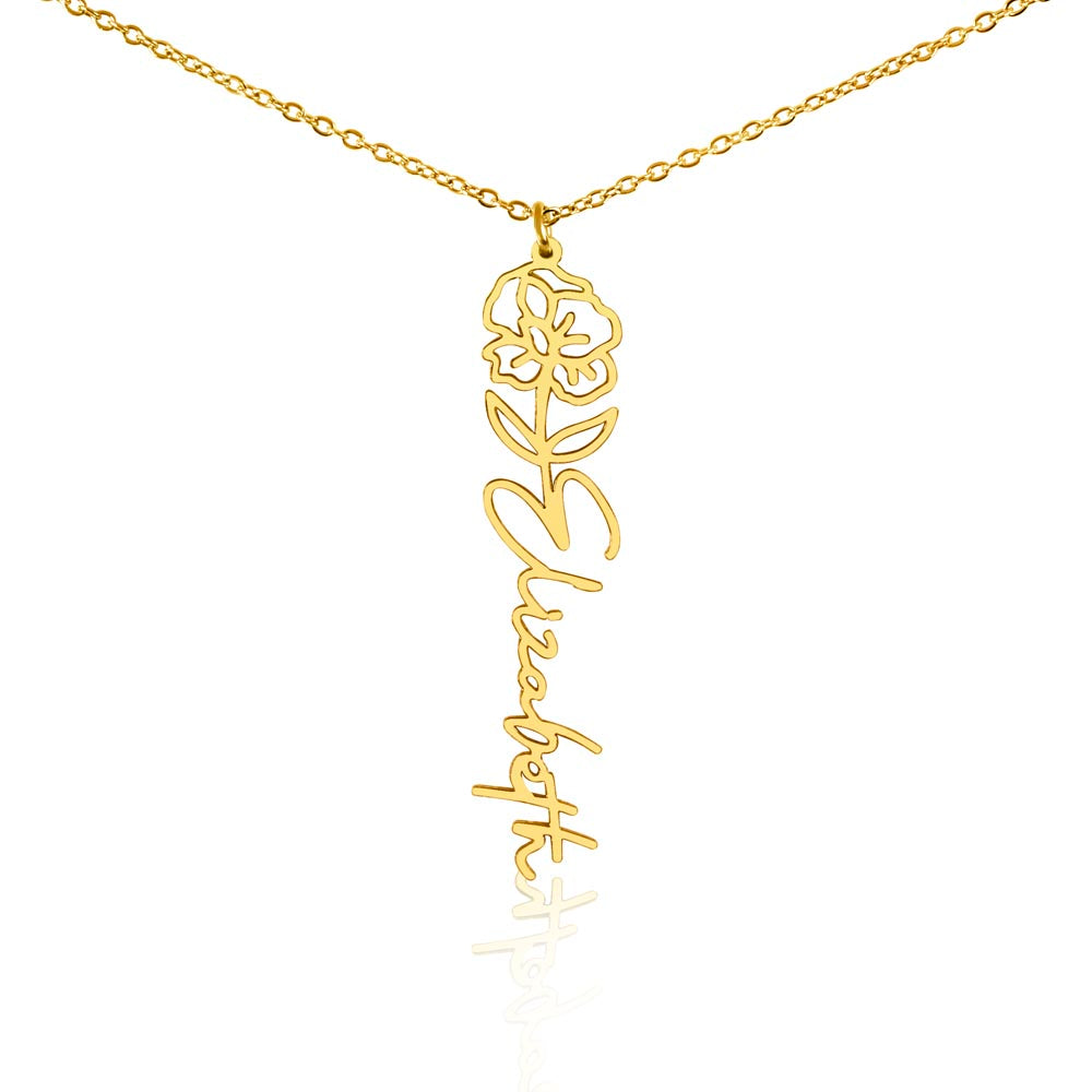Flower Name Necklace with Customizable Birth Flower Design Handcrafted from High-Quality Materials Gold or Silver