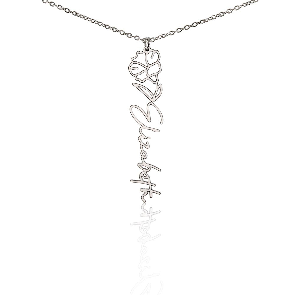 Flower Name Necklace with Customizable Birth Flower Design Handcrafted from High-Quality Materials Gold or Silver