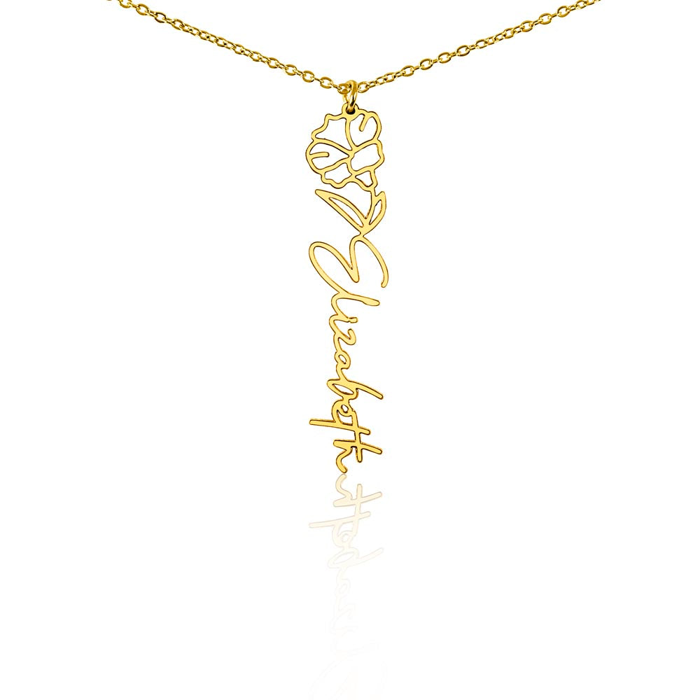 Flower Name Necklace with Customizable Birth Flower Design Handcrafted from High-Quality Materials Gold or Silver