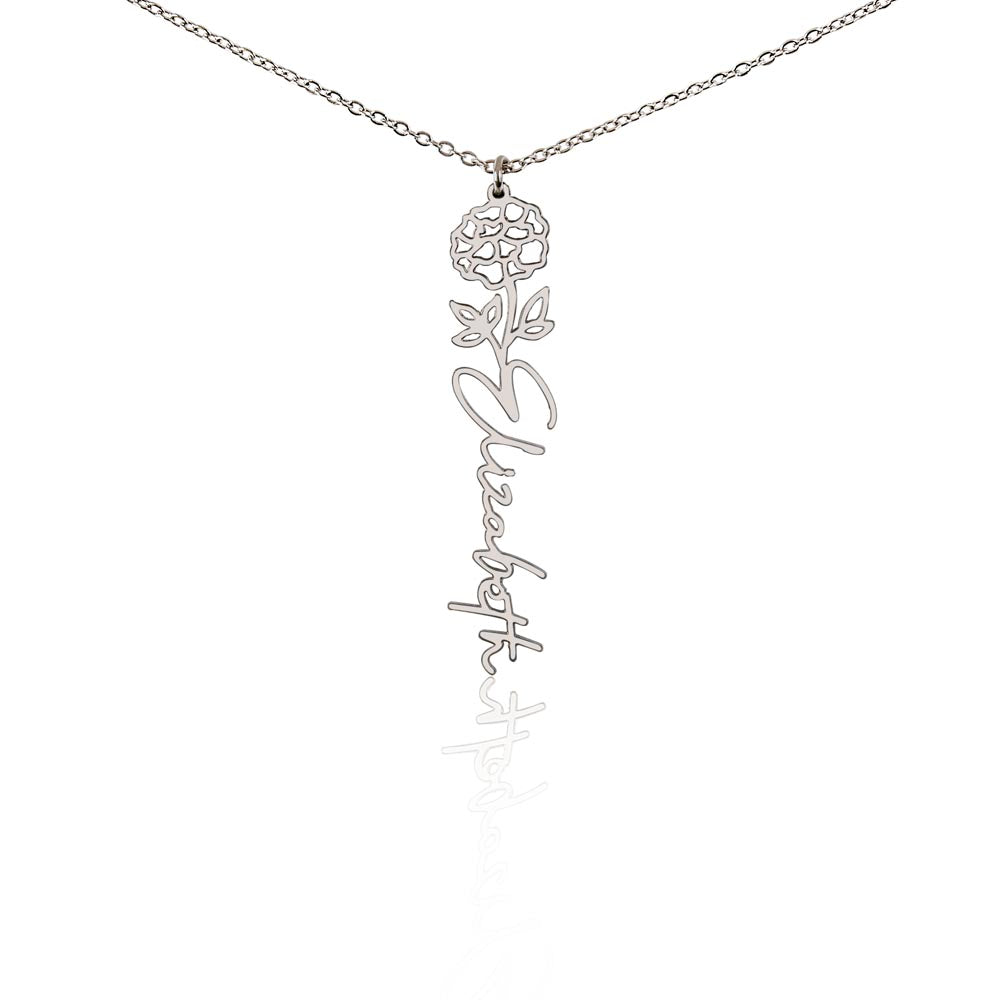 Flower Name Necklace with Customizable Birth Flower Design Handcrafted from High-Quality Materials Gold or Silver