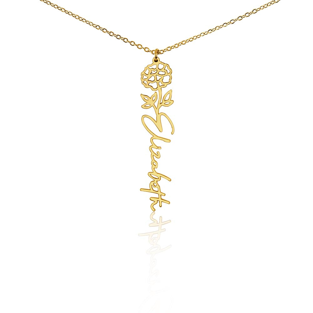 Flower Name Necklace with Customizable Birth Flower Design Handcrafted from High-Quality Materials Gold or Silver