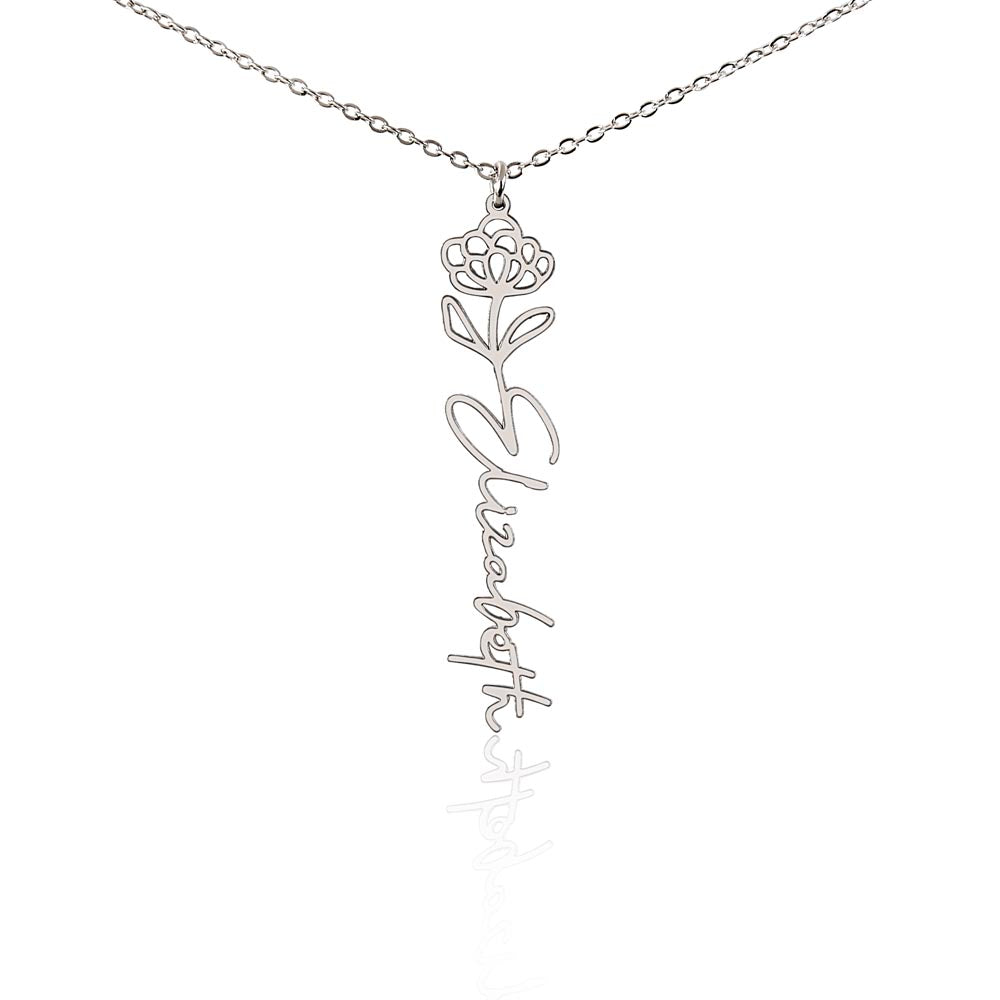 Flower Name Necklace with Customizable Birth Flower Design Handcrafted from High-Quality Materials Gold or Silver