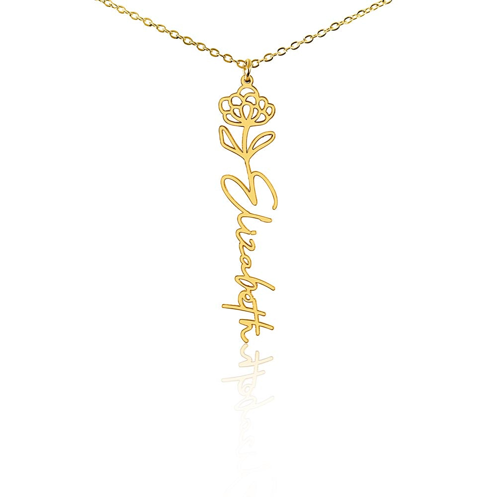 Flower Name Necklace with Customizable Birth Flower Design Handcrafted from High-Quality Materials Gold or Silver